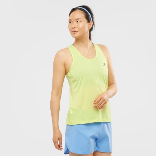 Salomon Cross Run Women's Tanks Lemon | 639-FDVBGO