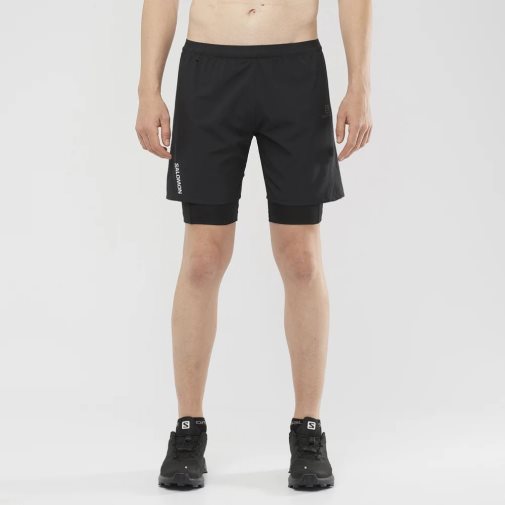 Salomon Cross Twinskin Men's Shorts Black | 205-FVMKUL