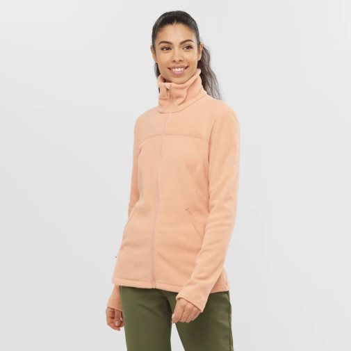 Salomon Essential Cosy Fleece Full Zip Women's Jackets Apricot | 364-LNPGDI