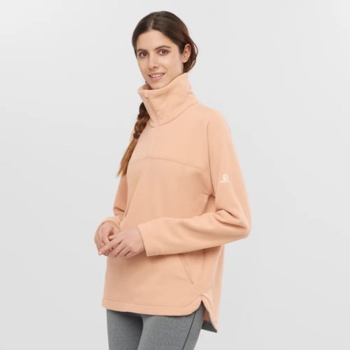 Salomon Essential Cosy Fleece Women's Sweatshirt Coral | 068-QMJRHC