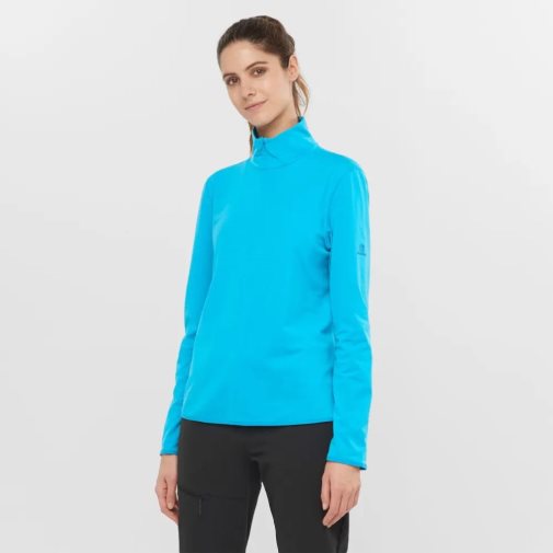 Salomon Essential Lightwarm Half Zip Women's Jackets Turquoise | 759-CBZQFW