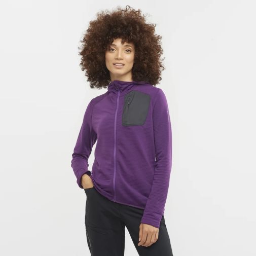 Salomon Essential Lightwarm Hooded Women's Jackets Purple | 039-HSRDAI