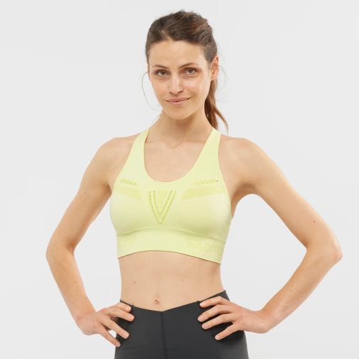 Salomon Essential Move On Seamless Women's Run Bras Lemon | 420-WHVITB