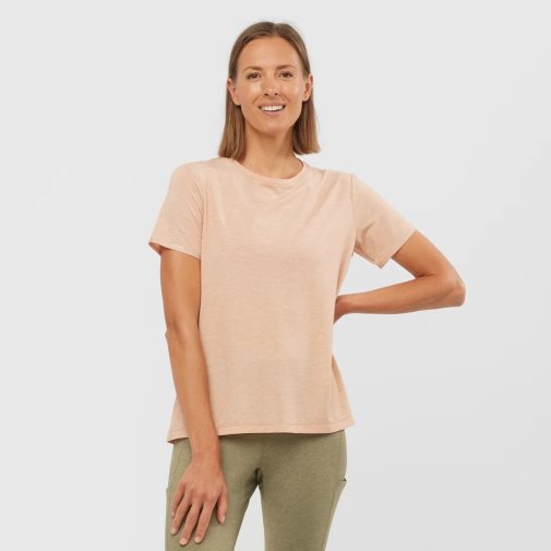 Salomon Essential Tencel Short Sleeve Women's T-Shirts Coral | 413-IHWCKO