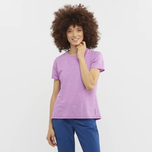 Salomon Essential Tencel Short Sleeve Women's T-Shirts Lavender | 938-LURWEA