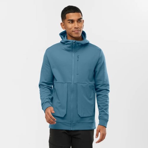 Salomon Essential Warm Fleece Men's Jackets Blue | 865-BFHPMR