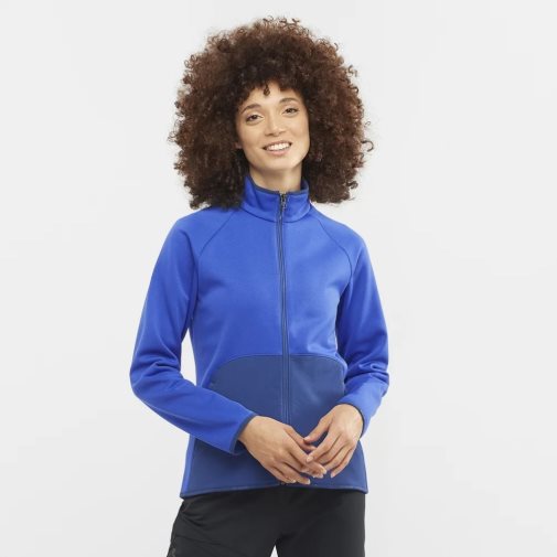 Salomon Essential Warm Full Zip Women's Jackets Blue | 285-CHESPO