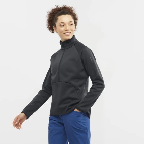 Salomon Essential Warm Half Zip Women's Jackets Black | 715-VBZUFT