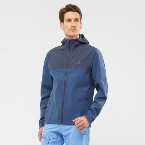 Salomon Essential Waterproof 2.5 L Men's Shell Jackets Navy | 853-PJADKE