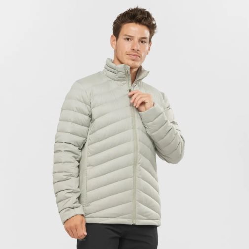 Salomon Essential Xwarm Down Men's Insulated Jackets Light Grey | 150-ZRNHFT