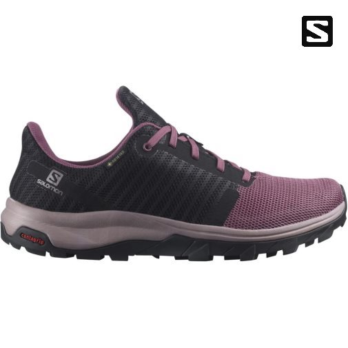 Salomon Outbound Prism GTX Women's Hiking Shoes Black / Purple | 823-BIUYZF