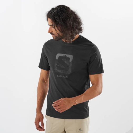 Salomon Outlife Logo Short Sleeve Men's T-Shirts Black | 537-KTECUX