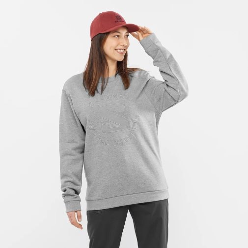 Salomon Outlife Logo Summer Heather Women's Sweatshirt Grey | 406-GZKDJT