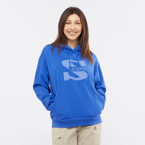 Salomon Outlife Logo Summer Women's Sweatshirt Blue | 750-EYUBIH