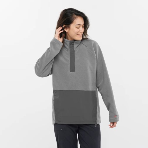 Salomon Outlife Polartec Halz Zip Women's Sweatshirt Grey | 342-TVBNQD