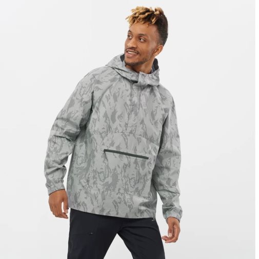 Salomon Outlife Ripstop Half Zip Men's Windbreaker Grey | 320-FLMRBN