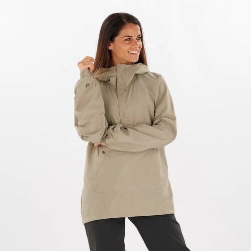 Salomon Outlife Ripstop Half Zip Women's Windbreaker Beige | 675-MHTQJL