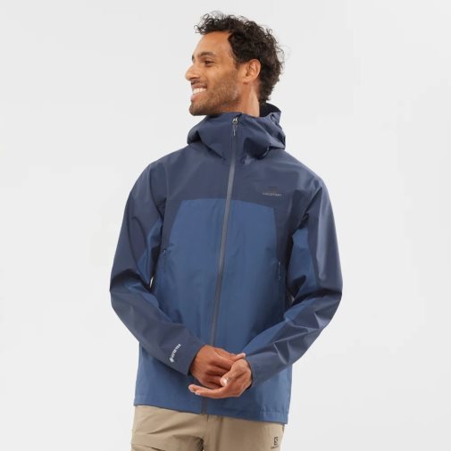 Salomon Outline GTX 2.5 Layers Waterproof Men's Shell Jackets Navy | 714-YLFVTQ