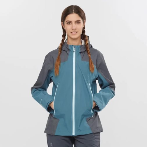 Salomon Outline GTX Hybrid Women's Shell Jackets Blue / Dark Grey | 203-PGXJTY