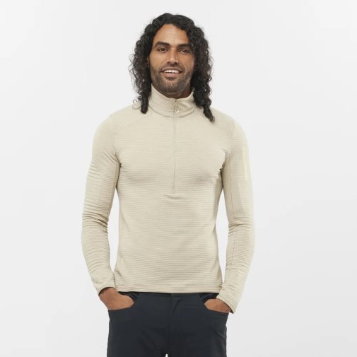 Salomon Outline Half Zip Men's Sweatshirt Cream | 415-GNBSVU