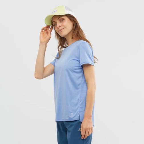 Salomon Outline Summer Short Sleeve Women's T-Shirts Light Blue | 150-AJUGMX