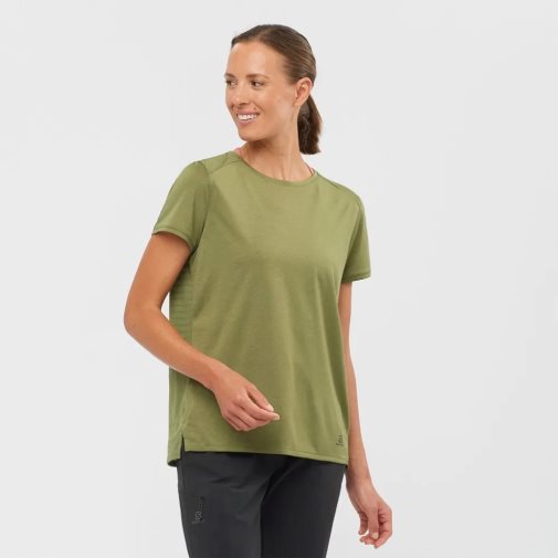 Salomon Outline Summer Short Sleeve Women's T-Shirts Olive | 829-LMVAET