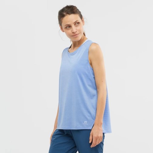 Salomon Outline Summer Women's Tanks Light Blue | 430-UAIEFZ