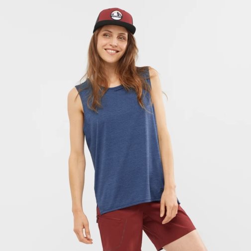 Salomon Outline Summer Women's Tanks Navy | 563-VXGNBI