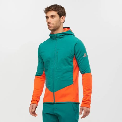 Salomon Outline Warm Hybrid Men's Jackets Turquoise / Orange | 624-IDHTLP