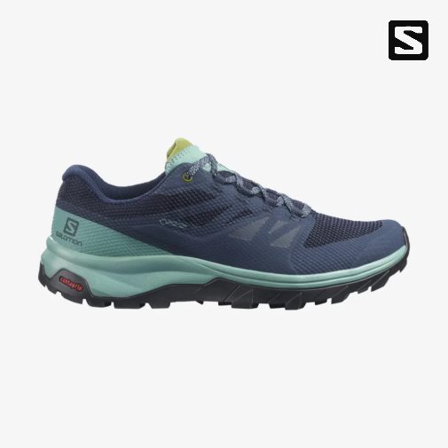 Salomon Outline Wide GTX Women's Hiking Shoes Navy / Turquoise | 512-GATEIX