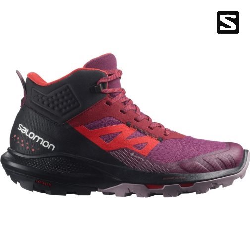 Salomon Outpulse Mid GTX Women's Hiking Boots Fuchsia / Red / Black | 634-QVWAXH