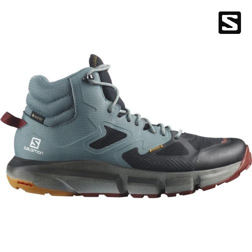 Salomon Predict Hike Mid GTX Men's Hiking Boots Turquoise / Black | 842-UOFJTR