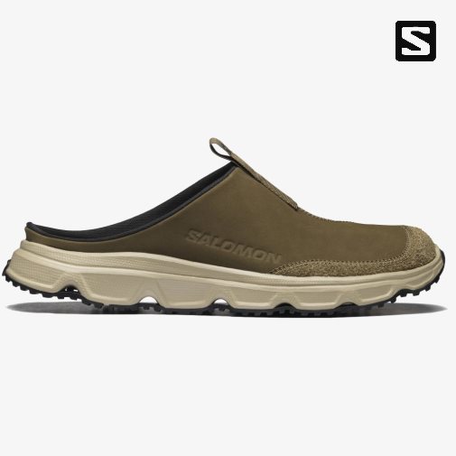 Salomon Rx Leather Advanced Men's Slides Brown | 405-SPQNLJ