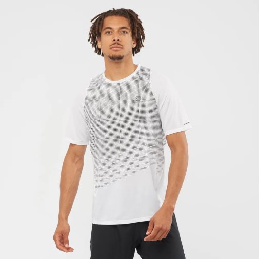 Salomon Sense Aero Short Sleeve Men's T-Shirts White / Black | 506-FRZSCI