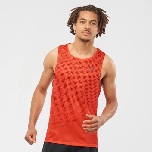 Salomon Sense Aero Singlet Men's Tanks Red | 219-PVLKYT