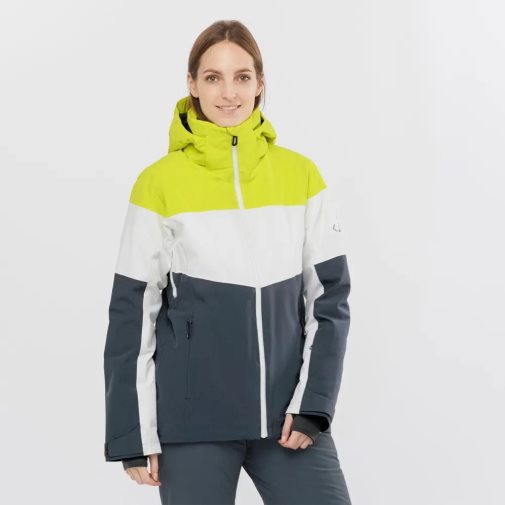 Salomon Slalom Insulated Hoodie Women's Ski Jackets Green / White / Black | 268-RLGFPK