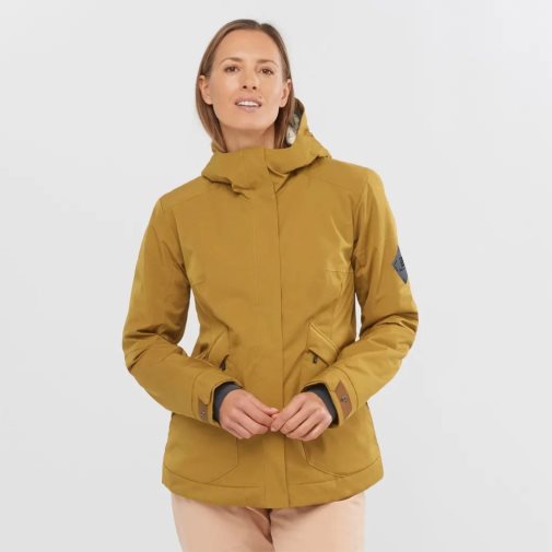 Salomon Snow Rebel Insulated Hoodie Women's Ski Jackets Brown | 815-HWLIVC