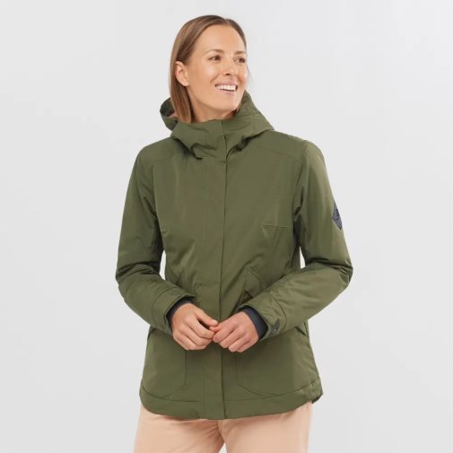 Salomon Snow Rebel Insulated Hoodie Women's Ski Jackets Olive | 938-UVYJCL