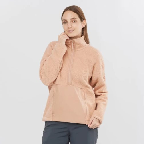 Salomon Snowshelter Teddy Full Zip Women's Jackets Apricot | 684-TSGHBM