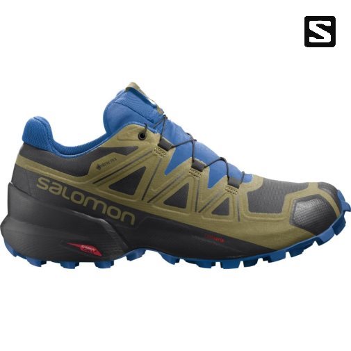 Salomon Speedcross 5 GTX Men's Trail Running Shoes Black / Blue / Olive | 625-JPKCOG