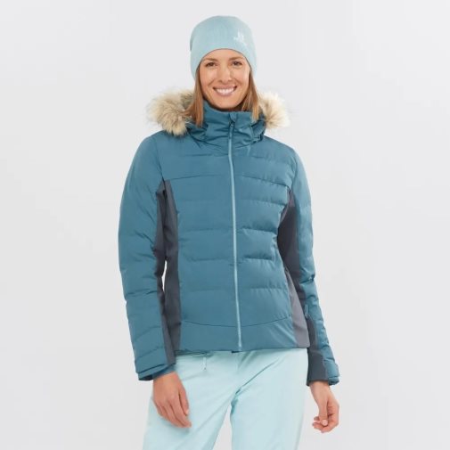 Salomon Stormcozy Insulated Hoodie Women's Ski Jackets Turquoise | 276-DPVNLO