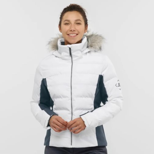 Salomon Stormcozy Insulated Hoodie Women's Ski Jackets White | 654-PWCVYJ