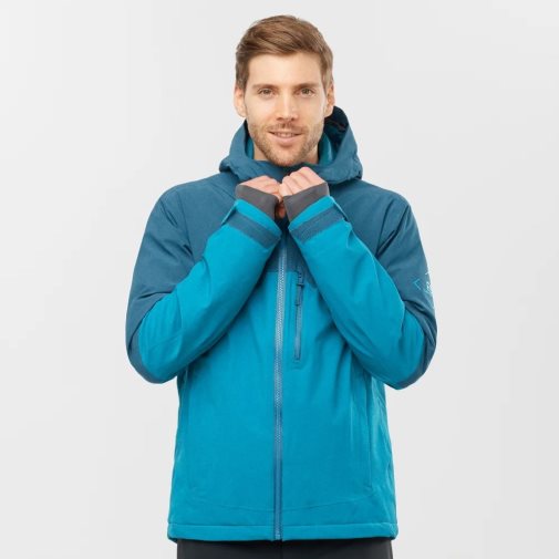 Salomon Untracked Insulated Men's Ski Jackets Turquoise | 856-WHPJZF