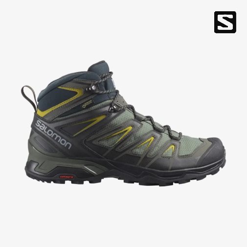 Salomon X Ultra 3 Wide Mid GTX Men's Hiking Boots Olive | 768-WHKJQO