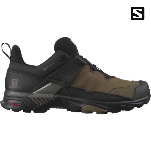 Salomon X Ultra 4 Leather GTX Men's Hiking Shoes Black / Olive | 809-XSOBIW