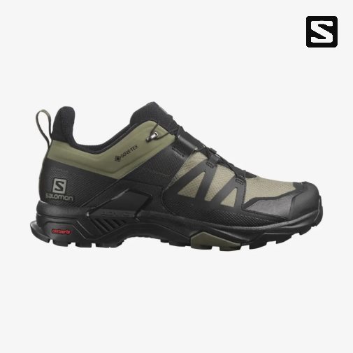 Salomon X Ultra 4 Wide GTX Men's Hiking Shoes Black / Olive | 730-SNWHTI